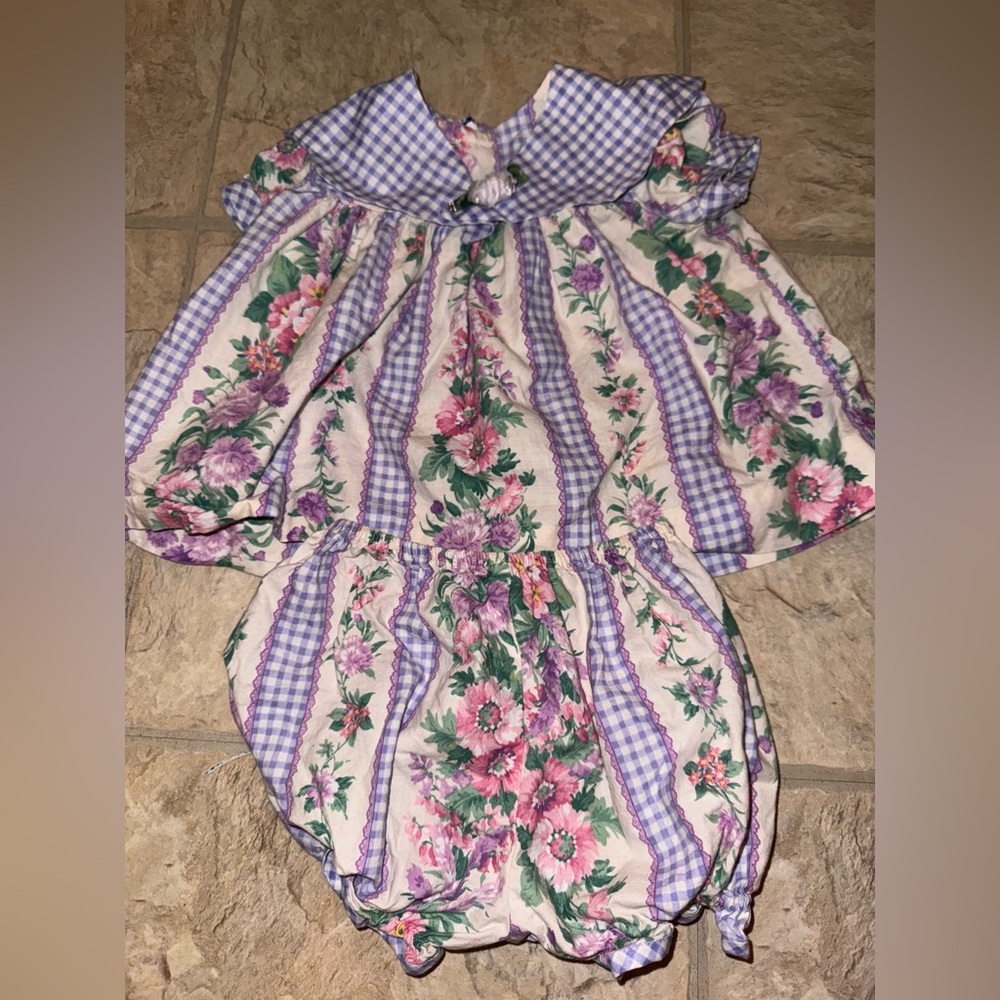 Floral and Gingham Baby Romper